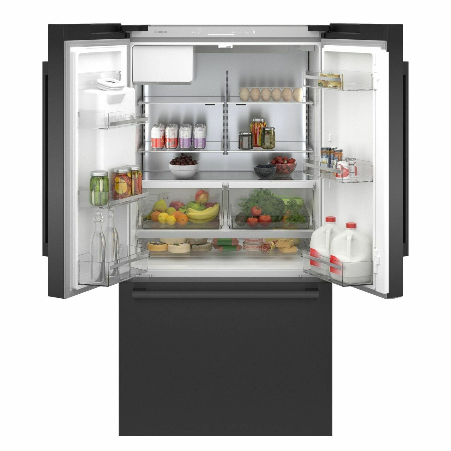 Bosch B36CD50SNB 500 Series French Door Bottom Mount Refrigerator 36'' Black Stainless Steel B36Cd50Snb