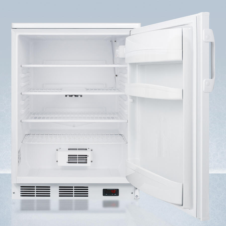 Summit FF6LPRO 24" Wide Auto Defrost All-Refrigerator With Lock, Digital Thermostat, Internal Fan, Door Storage, And Access Port For User-Provided Monitoring Equipment