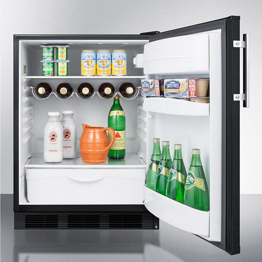 Summit FF63BKBIADA Ada Compliant Built-In Undercounter All-Refrigerator For Residential Use, Auto Defrost With Deluxe Interior And Black Exterior Finish