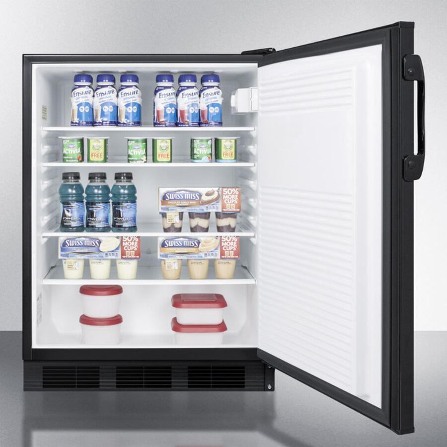 Summit FF7LBLBIADA Ada Compliant Built-In Undercounter All-Refrigerator For General Purpose Or Commercial Use, With Lock, Auto Defrost Operation And Black Exterior