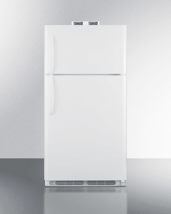 Summit BKRF15W 15 Cu.Ft. Break Room Refrigerator-Freezer In White With Nist Calibrated Alarm/Thermometers