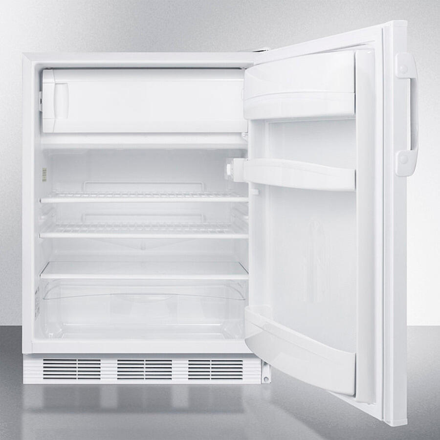 Summit CT66WBI Built-In Undercounter Refrigerator-Freezer For General Purpose Use, With Dual Evaporator Cooling, Cycle Defrost, And White Exterior