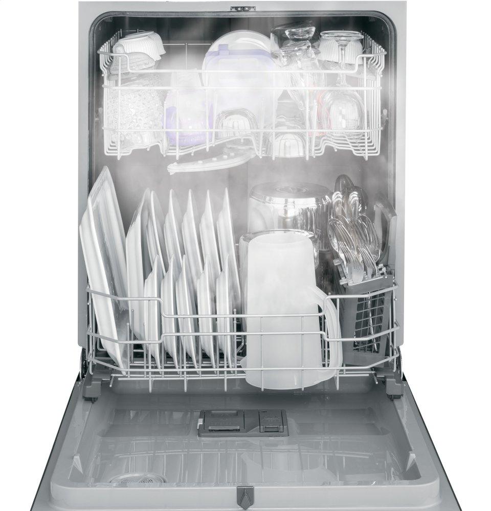 GE Top Control with Plastic Interior Dishwasher with Sanitize Cycle & Dry Boost Stainless Steel