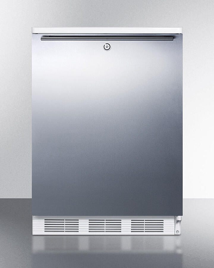 Summit CT66LWBISSHH Built-In Undercounter Refrigerator-Freezer For General Purpose Use, With Dual Evaporator Cooling, Ss Door, Lock, Horizontal Handle And White Cabinet