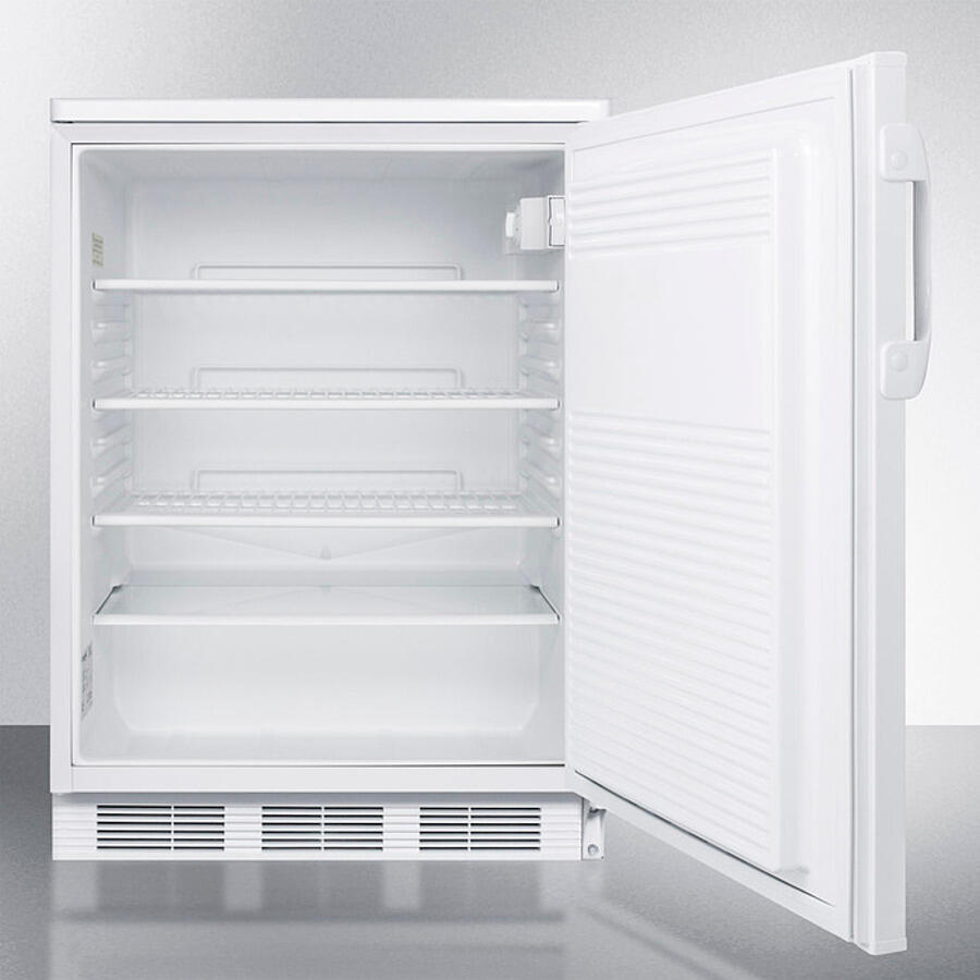 Summit FF7LWBI Commercially Listed Built-In Undercounter All-Refrigerator For General Purpose Use, With Lock, Flat Door Liner, Automatic Defrost Operation And White Exterior