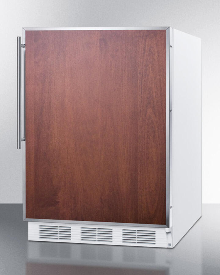 Summit FF61BIFRADA Ada Compliant Built-In Undercounter All-Refrigerator For Residential Use, Auto Defrost With Stainless Steel Door Frame For Slide-In Panels And White Cabinet