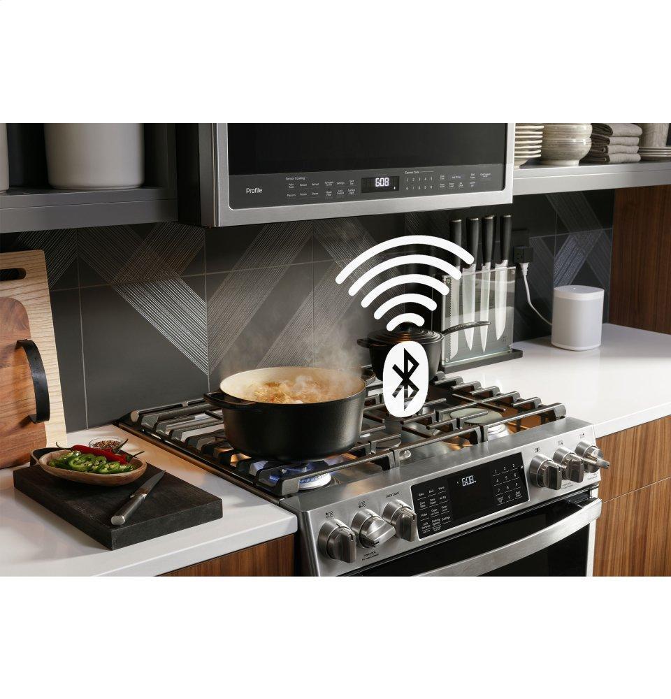 Ge Appliances P2S930YPFS Ge Profile&#8482; 30" Smart Dual Fuel Slide-In Front-Control Fingerprint Resistant Range