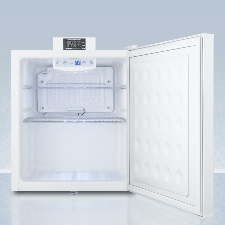 Summit FFAR25L7NZ Compact Commercially Approved Nutrition Center Series All-Refrigerator In White With Front Lock And Digital Temperature Display