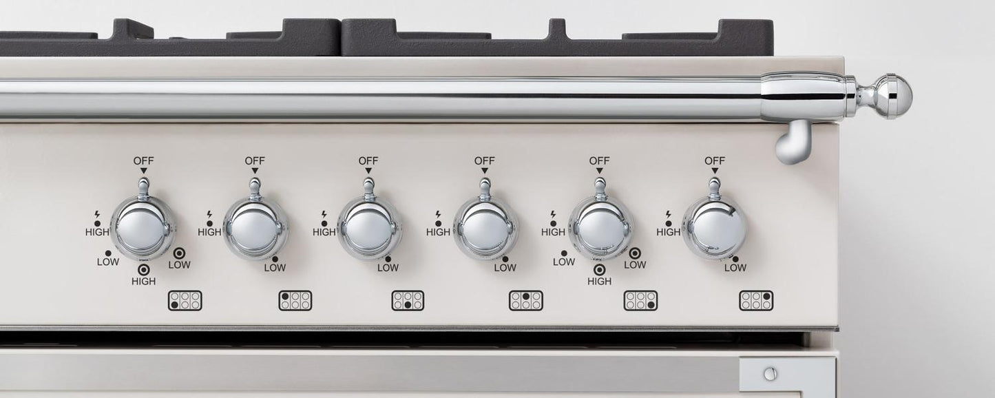 Bertazzoni HER366BCFGMAVT 36 Inch All Gas Range, 6 Brass Burners And Cast Iron Griddle Avorio