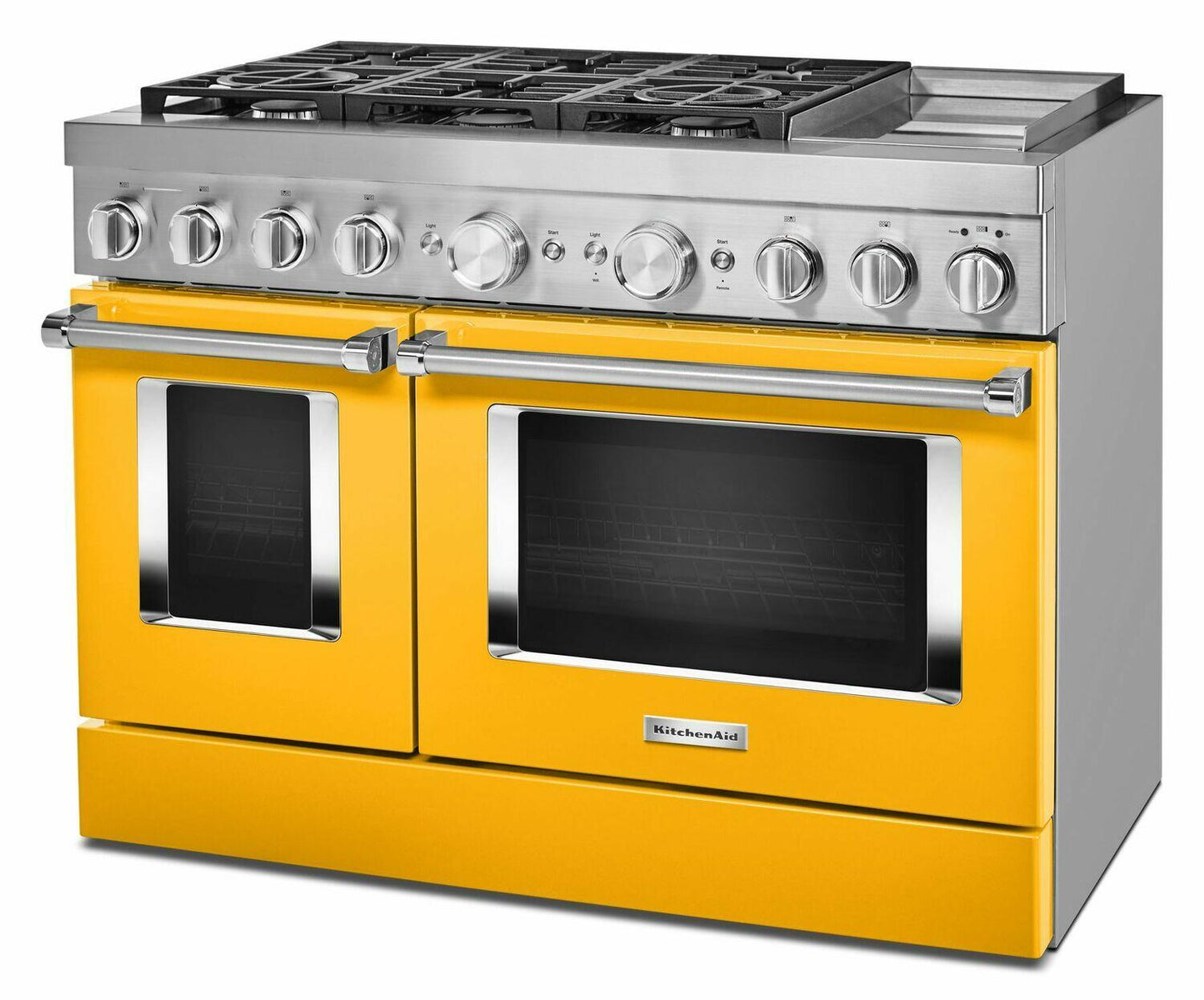 Kitchenaid KFDC558JYP Kitchenaid® 48'' Smart Commercial-Style Dual Fuel Range With Griddle - Yellow Pepper