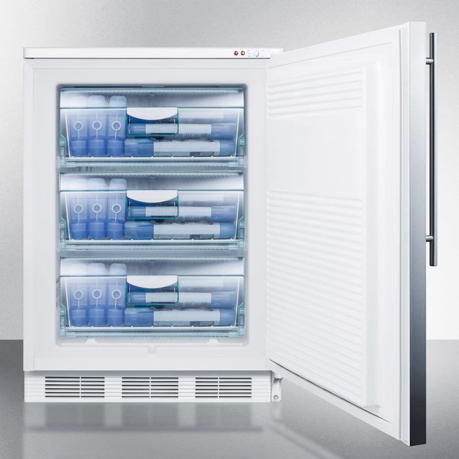 Summit VT65MSSHV Freestanding Medical All-Freezer Capable Of -25 C Operation, With Wrapped Stainless Steel Door And Thin Handle