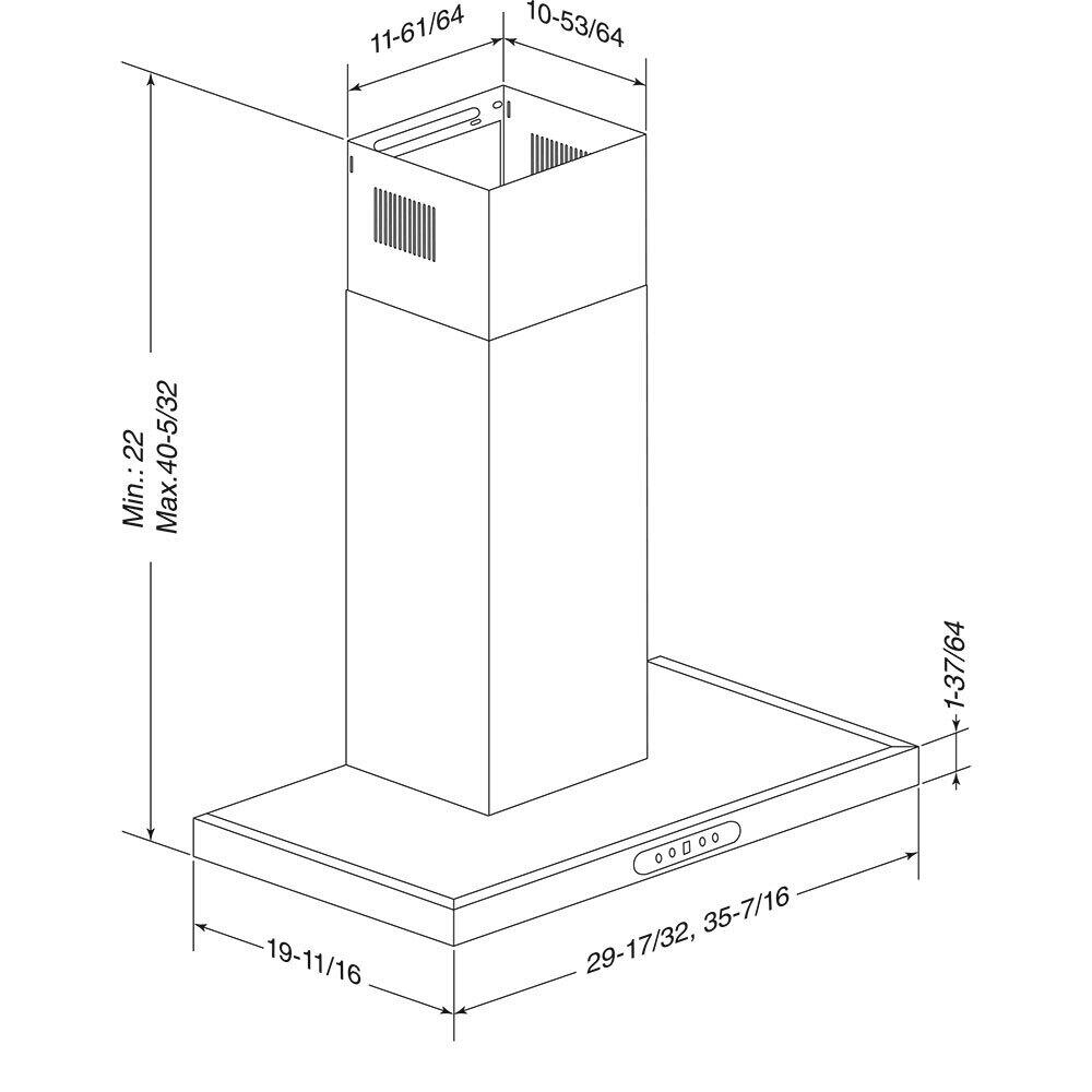 Broan EWT1306SS 30" Stainless 640 Max Blower Cfm T-Style Chimney Range Hood