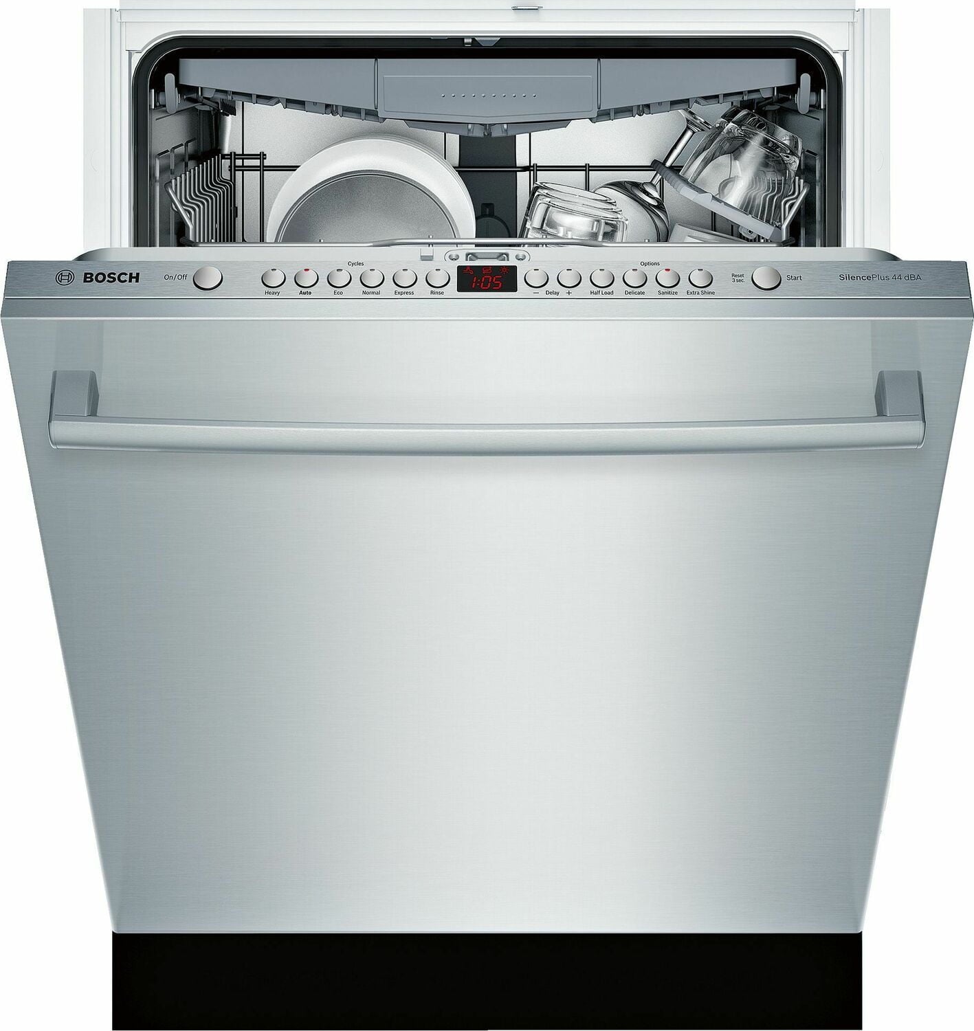 Bosch SGX68U55UC Ada 24" 800 Series Bar Hndl, 6/5 Cycles, 3Rd Rck, 44 Dba, Rckmatic,15 Pl Stgs, Infolight - Ss