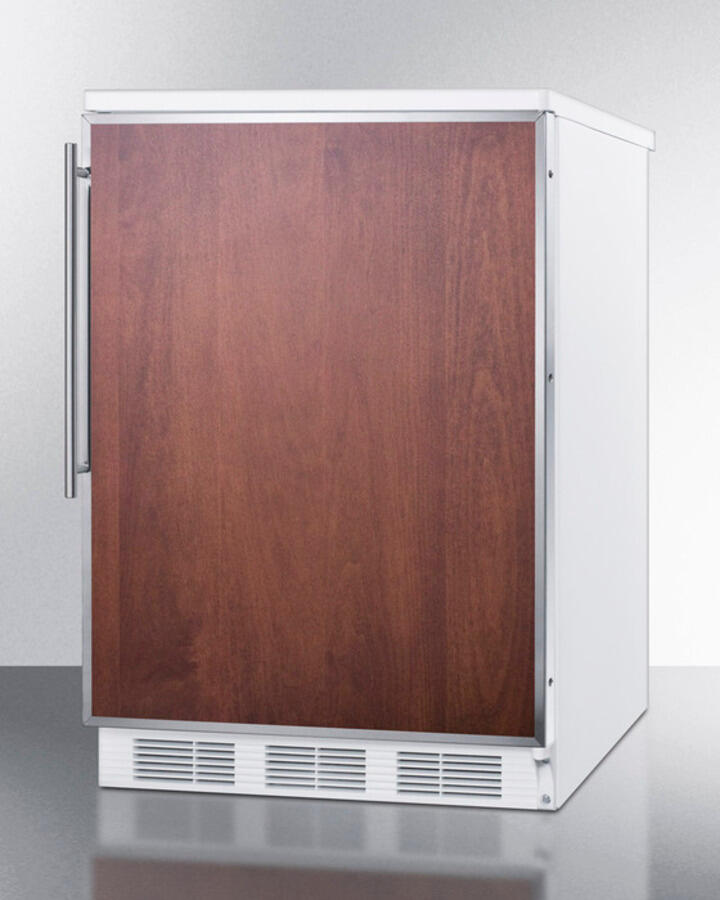 Summit FF6BI7FR Commercially Listed Built-In Undercounter All-Refrigerator For General Purpose Use, Auto Defrost W/Ss Door Frame For Slide-In Panels And White Cabinet