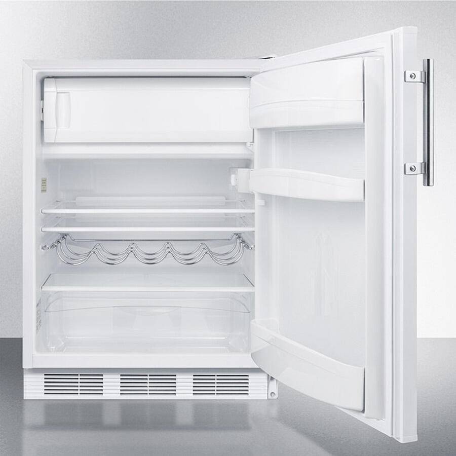 Summit CT661WBIADA Ada Compliant Built-In Undercounter Refrigerator-Freezer For Residential Use, Cycle Defrost With Deluxe Interior And White Exterior Finish