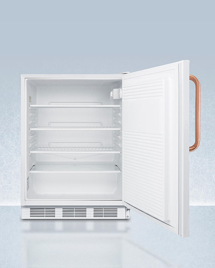 Summit FF7LWBITBCADA Ada Compliant Built-In Undercounter All-Refrigerator For General Purpose Or Commercial Use, With Pure Copper Handle, Lock, Auto Defrost Operation, And White Exterior