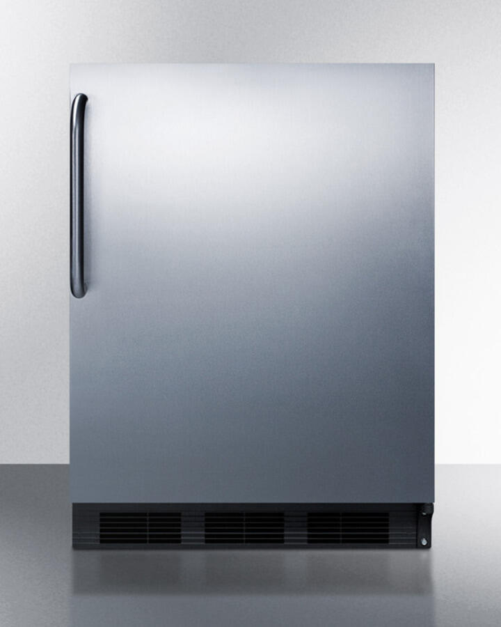 Summit FF63BCSSADA Ada Compliant Built-In Undercounter All-Refrigerator For Residential Use, Auto Defrost With Stainless Steel Wrapped Exterior And Towel Bar Handle