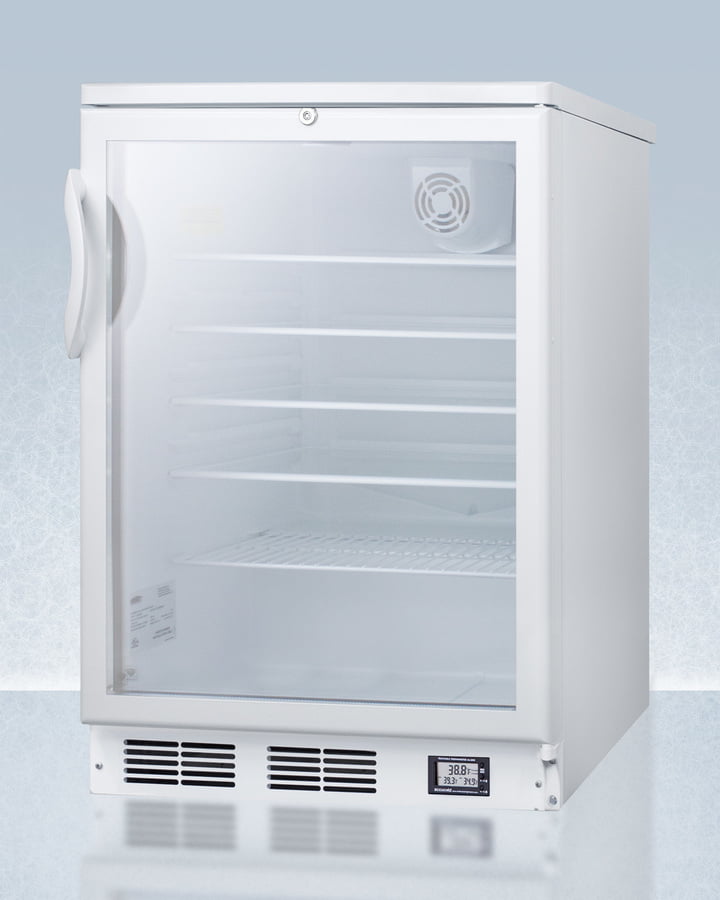 Summit SCR600GLBINZ Commercially Approved Nutrition Center Series Glass Door All-Refrigerator For Built-In Or Freestanding Use, With Front Lock And Digital Temperature Display