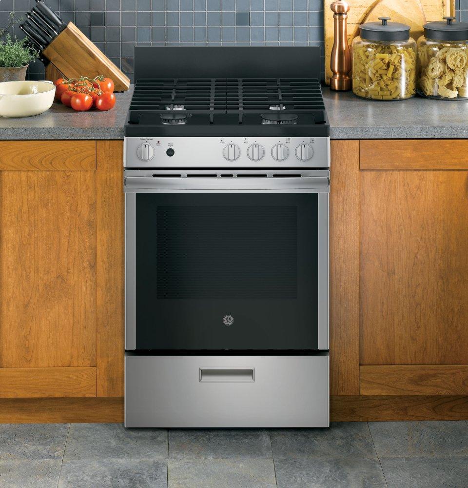 Ge Appliances JGAS640RMSS Ge® 24" Steam Clean Free-Standing/Slide-In Gas Range