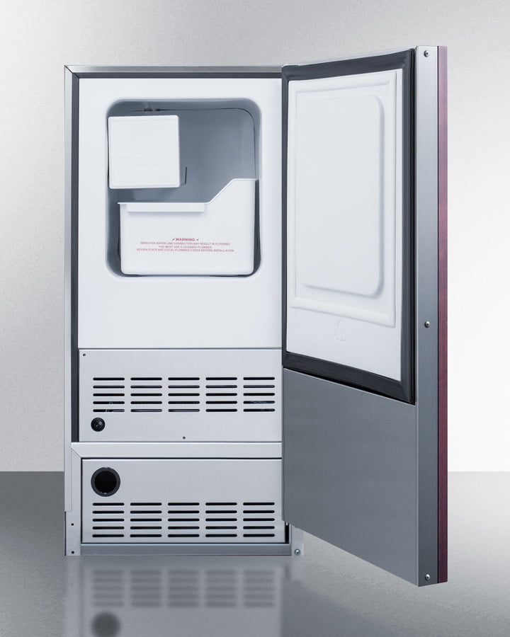 Summit BIM25H32IF Built-In Undercounter Ada Compliant No Drain Crescent Icemaker With Panel-Ready Door And Stainless Steel Wrapped Cabinet