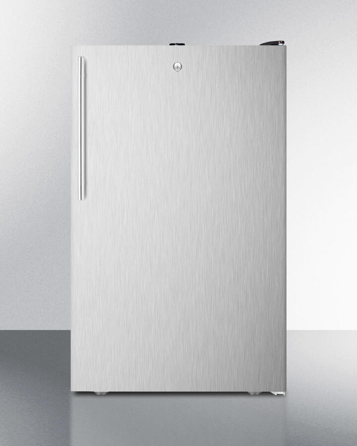 Summit FS408BLSSHVADA Ada Compliant 20" Wide All-Freezer, -20 C Capable With A Lock, Stainless Steel Door, Thin Handle And Black Cabinet