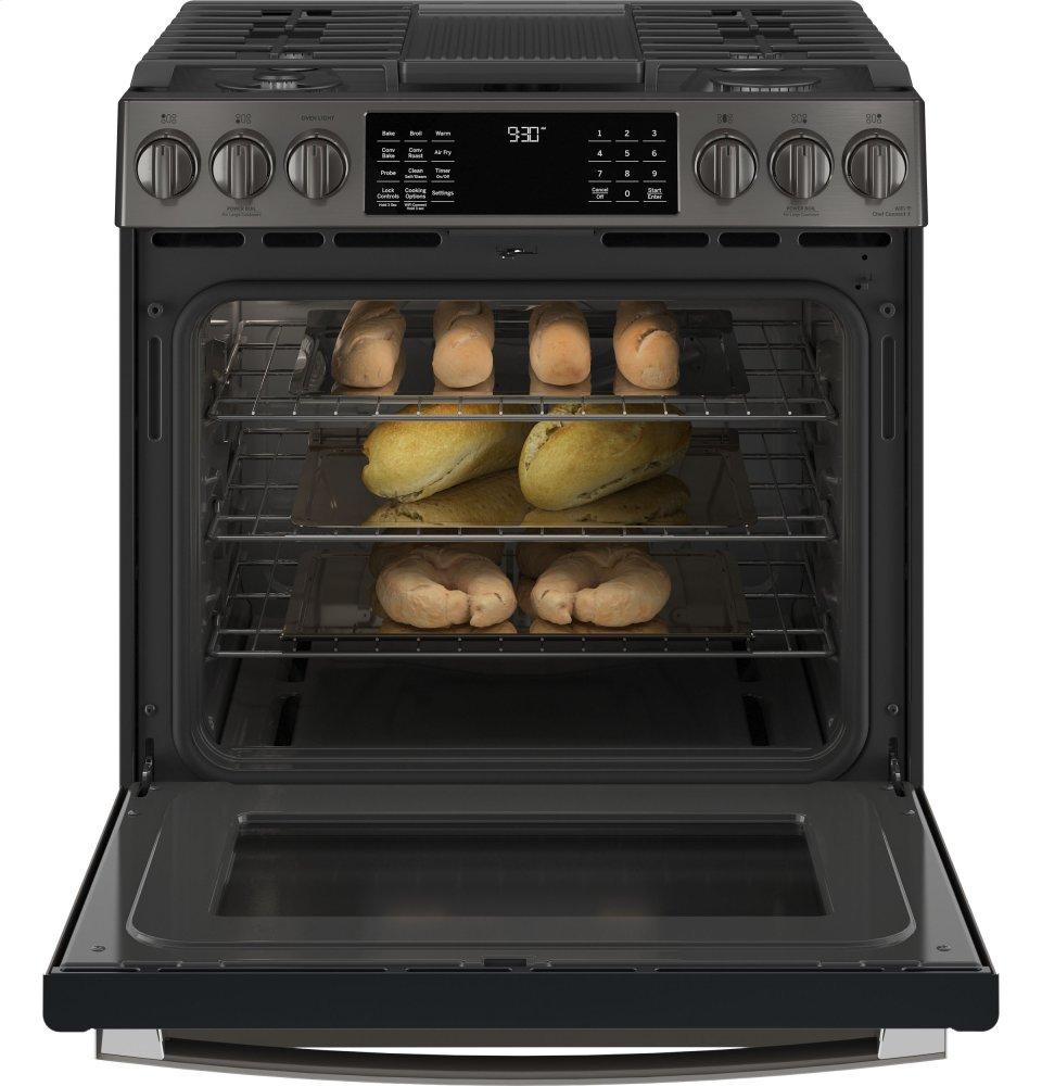 Ge Appliances PGS930BPTS Ge Profile&#8482; 30" Smart Slide-In Front-Control Gas Range With No Preheat Air Fry