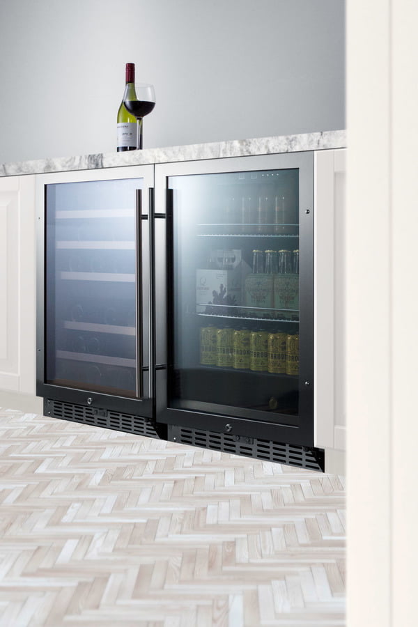 Summit SCR2466CSS Built-In Undercounter Beverage Refrigerator With Seamless Trimmed Glass Door, Digital Controls, Lock, And Stainless Steel Cabinet