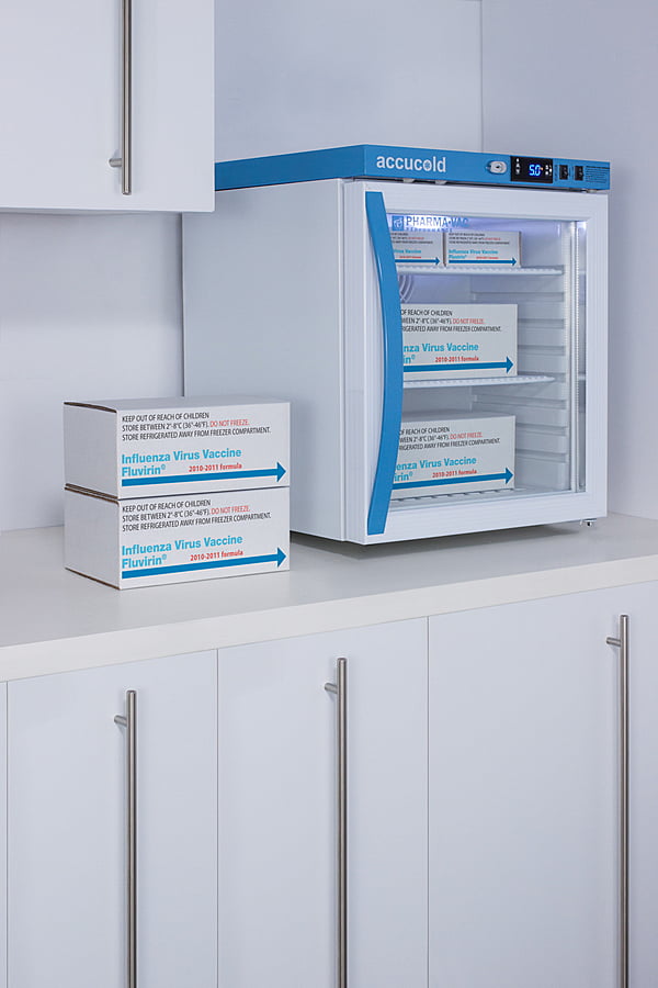 Summit ARG1PV Performance Series Pharma-Vac 1 Cu.Ft. Countertop Glass Door Commercial All-Refrigerator For The Display And Refrigeration Of Vaccines