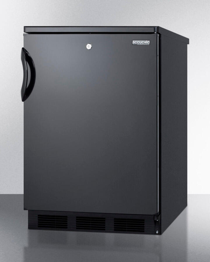 Summit FF7LBLBI Commercially Approved Auto Defrost All-Refrigerator With Lock For Built-In Undercounter Use In Black Finish