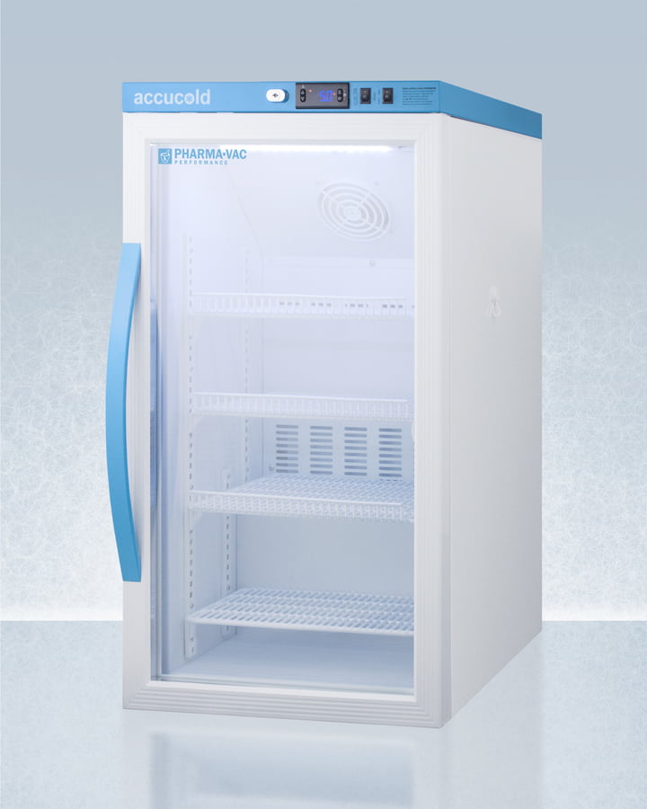 Summit ARG3PV Performance Series Pharma-Vac 3 Cu.Ft. Counter Height Glass Door Commercial All-Refrigerator For The Display And Refrigeration Of Vaccines