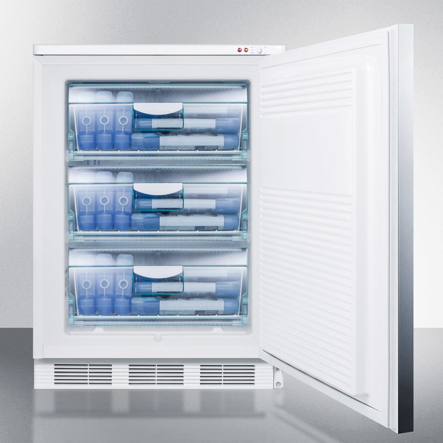 Summit VT65ML7SSHH Commercial Freestanding Medical All-Freezer Capable Of -25 C Operation, With Lock, Wrapped Stainless Steel Door And Horizontal Handle