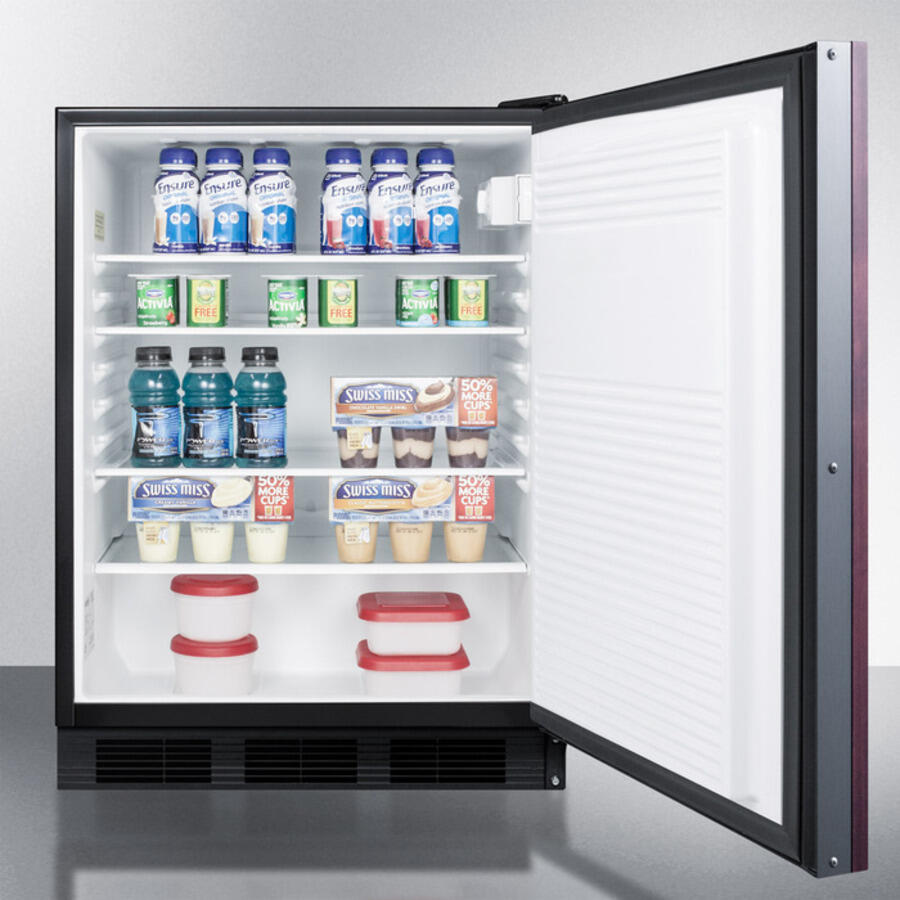 Summit FF7BBIIFADA Ada Compliant Built-In Undercounter All-Refrigerator For General Purpose/Commercial Use, Auto Defrost W/Integrated Door Frame For Panels And Black Cabinet