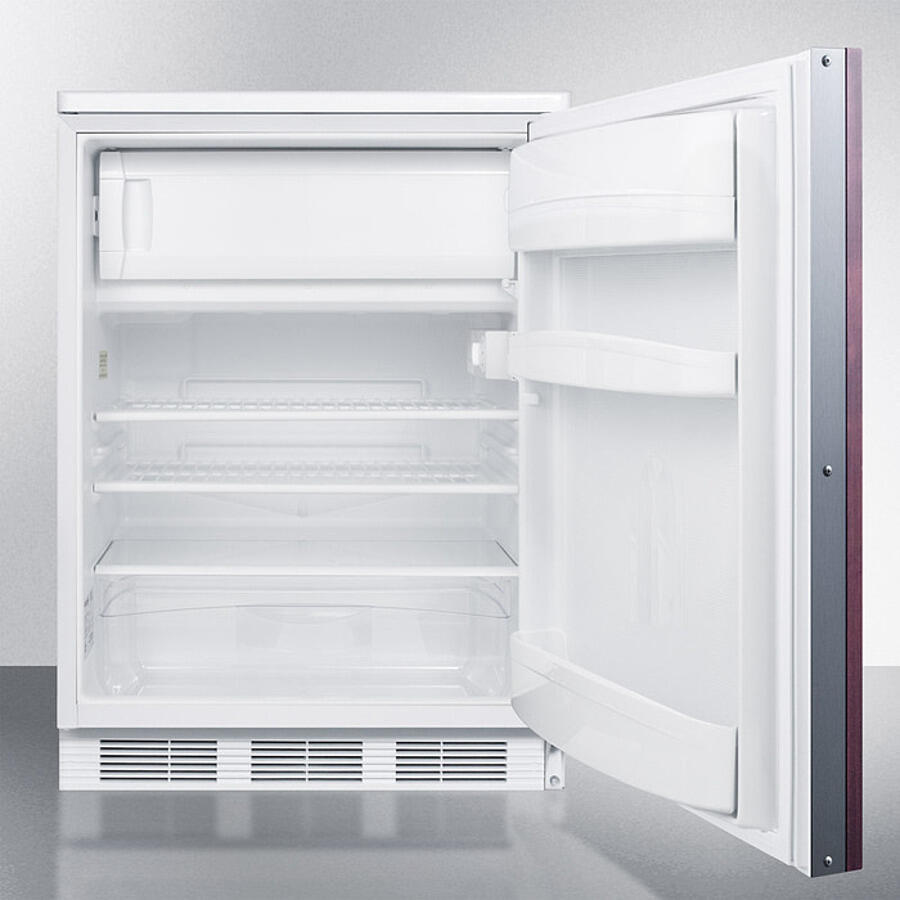 Summit CT66LWBIIF Built-In Undercounter Refrigerator-Freezer For General Purpose Use, W/Dual Evaporator Cooling, Lock, Integrated Door Frame For Overlay Panels, White Cabinet