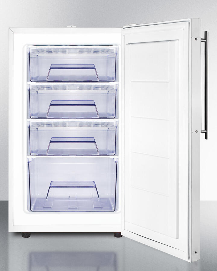 Summit FS407LBIFR 20" Wide Built-In Undercounter All-Freezer For General Purpose Use, -20 C Capable With A Lock And Stainless Steel Door Frame For Slide-In Custom Panels