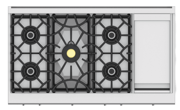 Hestan KRT485GDNG 48" 5-Burner Rangetop With 12" Griddle - Natural Gas - Stainless Steel / Steeletto