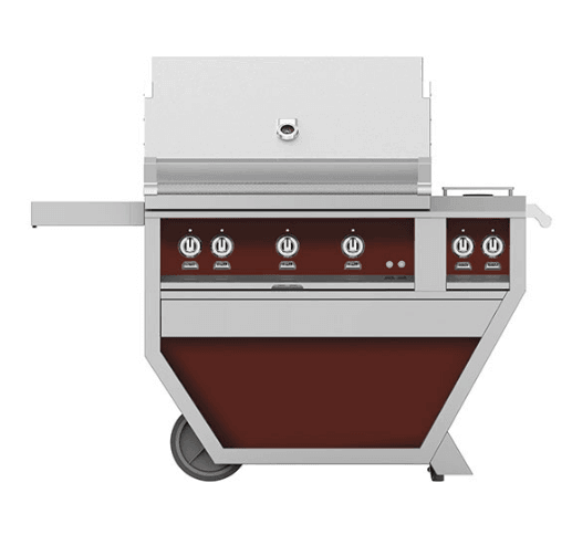 Hestan GABR36CX2LPBG Hestan 36" Liquid Propane Gas Deluxe Freestanding Grill And Cart W/ Double Side Burner Gabr36Cx2 - Burgundy (Custom Color: Tin Roof)