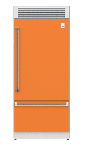 Hestan KRPL36OR 36" Pro Style Bottom Mount, Top Compressor Refrigerator - Left Hinge - Orange / Cirtra