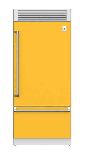 Hestan KRPR36YW 36" Pro Style Bottom Mount, Top Compressor Refrigerator - Right Hinge - Yellow / Sol