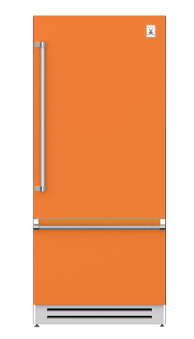 Hestan KRBL36OR 36" Bottom Mount, Bottom Compressor Refrigerator - Left Hinge - Orange / Citra