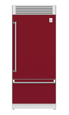 Hestan KRPL36BG 36" Pro Style Bottom Mount, Top Compressor Refrigerator - Left Hinge - Burgundy / Tin Roof