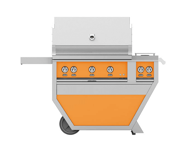 Hestan GSBR36CX2LPOR Hestan 36" Liquid Propane Gas Deluxe Freestanding Grill And Cart W/ Double Side Burner Gsbr36Cx2 - Orange (Custom Color: Citra)